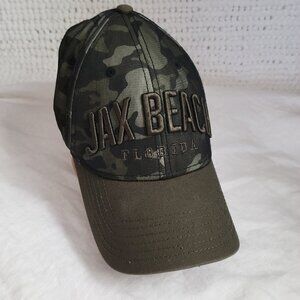 Essential Caps Jax Beach Florida Trucker Baseball cap hat Camo camouflage EUC